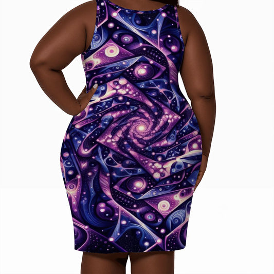 Galactic Purple Women's Plus Size Sleeveless Dress - Gregg Acini Adoree Designs - Dress