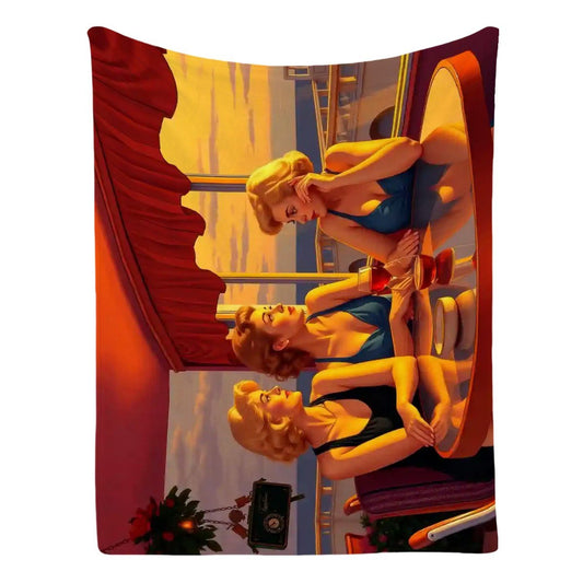 Glamorous Friends 300 GSM Flannel Throw Blanket (Made in USA) - Gregg Acini Adoree Designs - Blanket