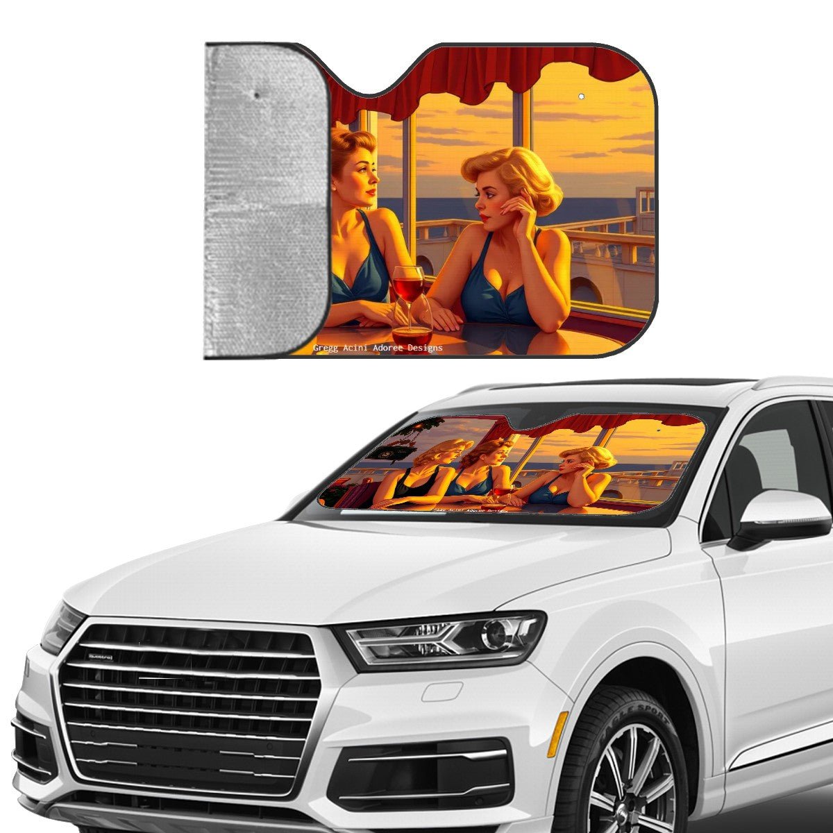 Glamorous Friends Car Windshield Sun Shade (Stiff Version) - Gregg Acini Adoree Designs - Sun Shade