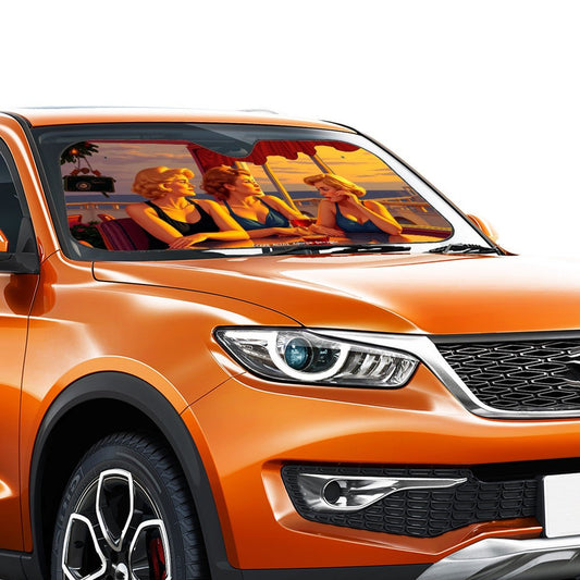 Glamorous Friends Car Windshield Sun Shade (Stiff Version) - Gregg Acini Adoree Designs - Sun Shade