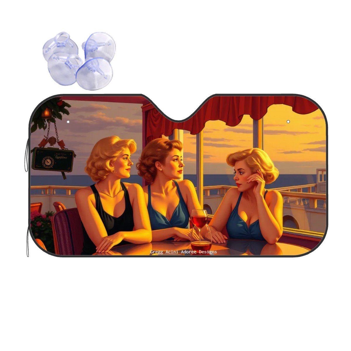 Glamorous Friends Car Windshield Sun Shade (Stiff Version) - Gregg Acini Adoree Designs - Sun Shade
