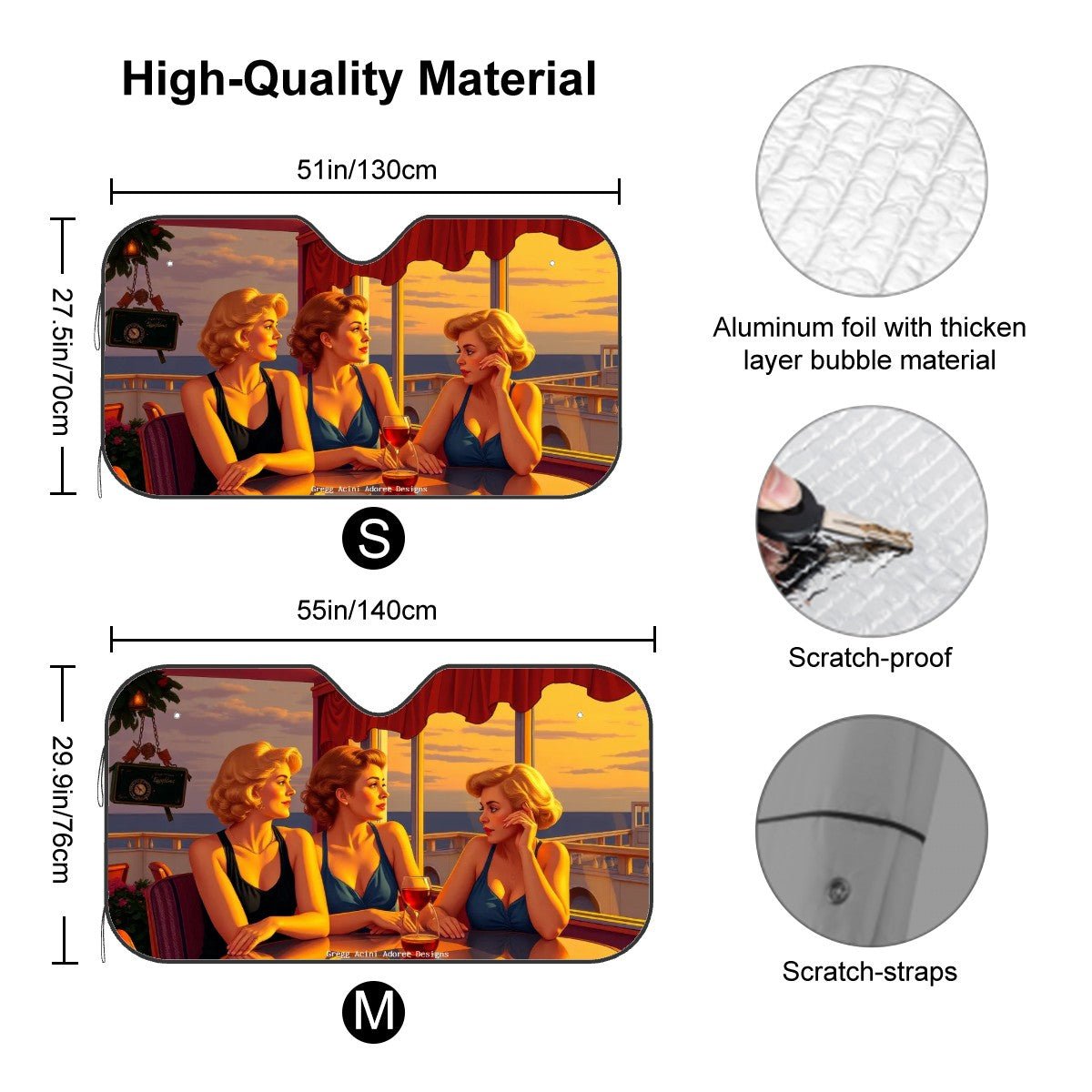 Glamorous Friends Car Windshield Sun Shade (Stiff Version) - Gregg Acini Adoree Designs - Sun Shade