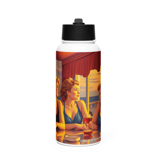 Glamorous Friends Stainless steel water bottle with a straw lid - Gregg Acini Adoree Designs - water bottle