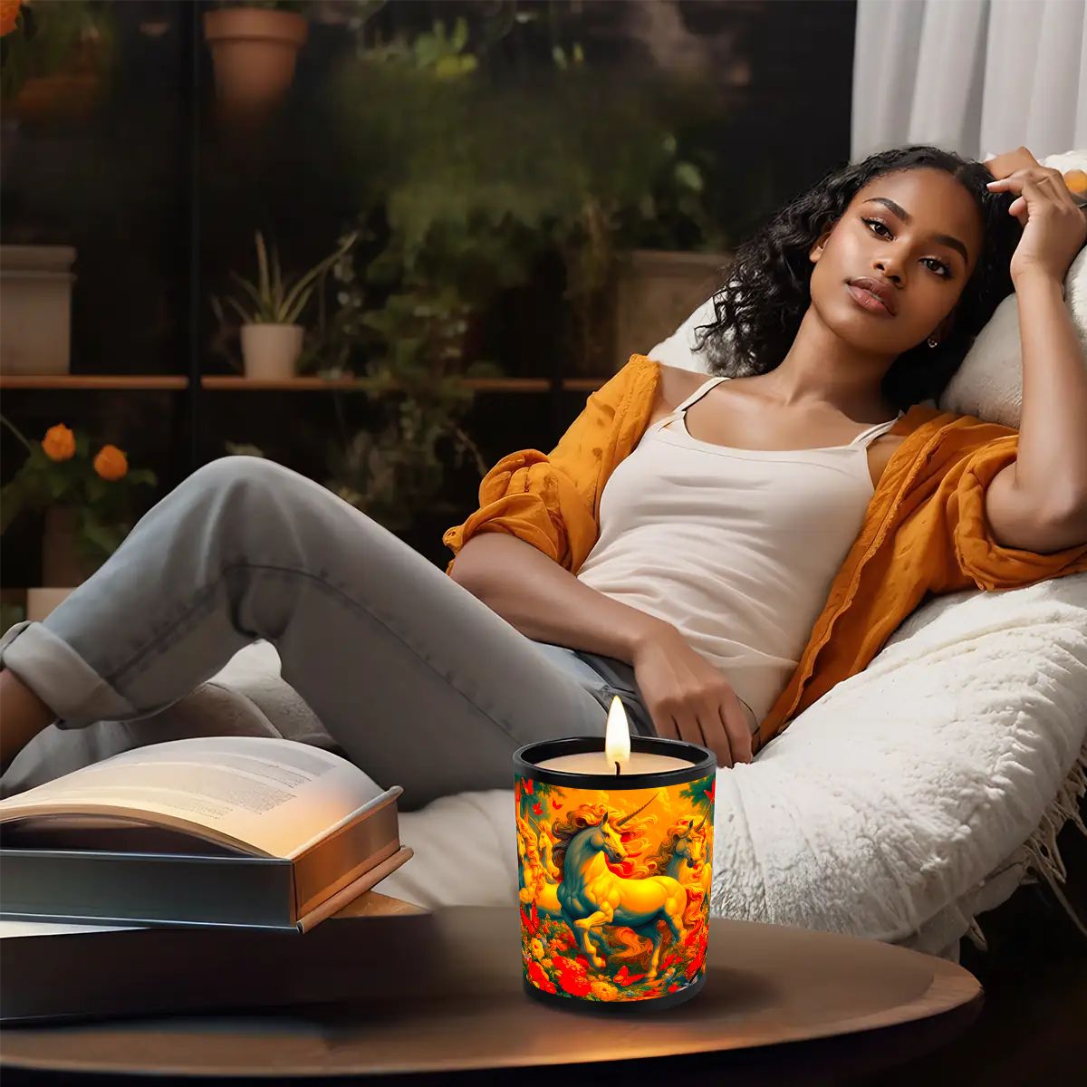 Golden Unicorns and Butterflies Black Jar Scented Candle (6oz) - Gregg Acini Adoree Designs - Daily Accessories