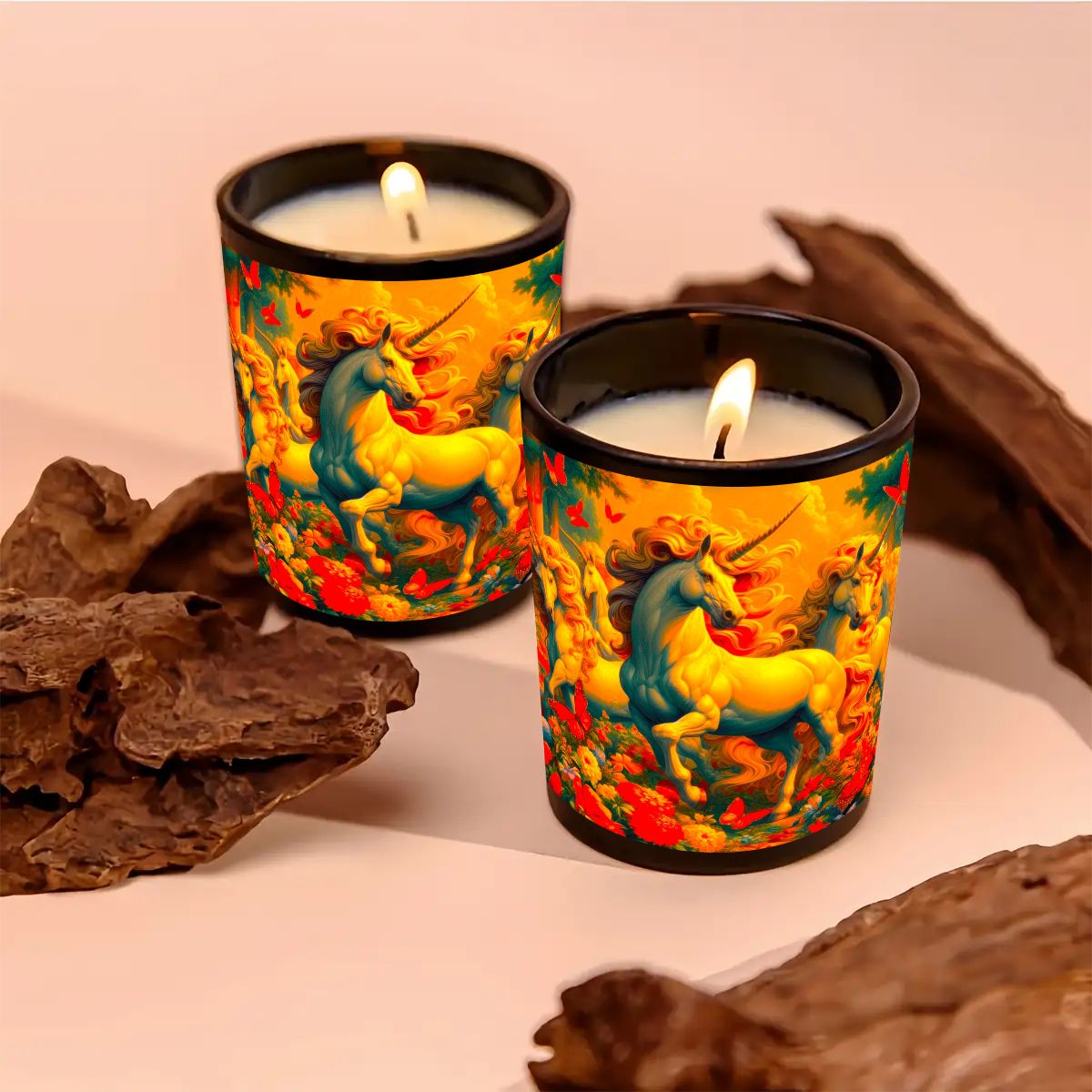 Golden Unicorns and Butterflies Black Jar Scented Candle (6oz) - Gregg Acini Adoree Designs - Daily Accessories
