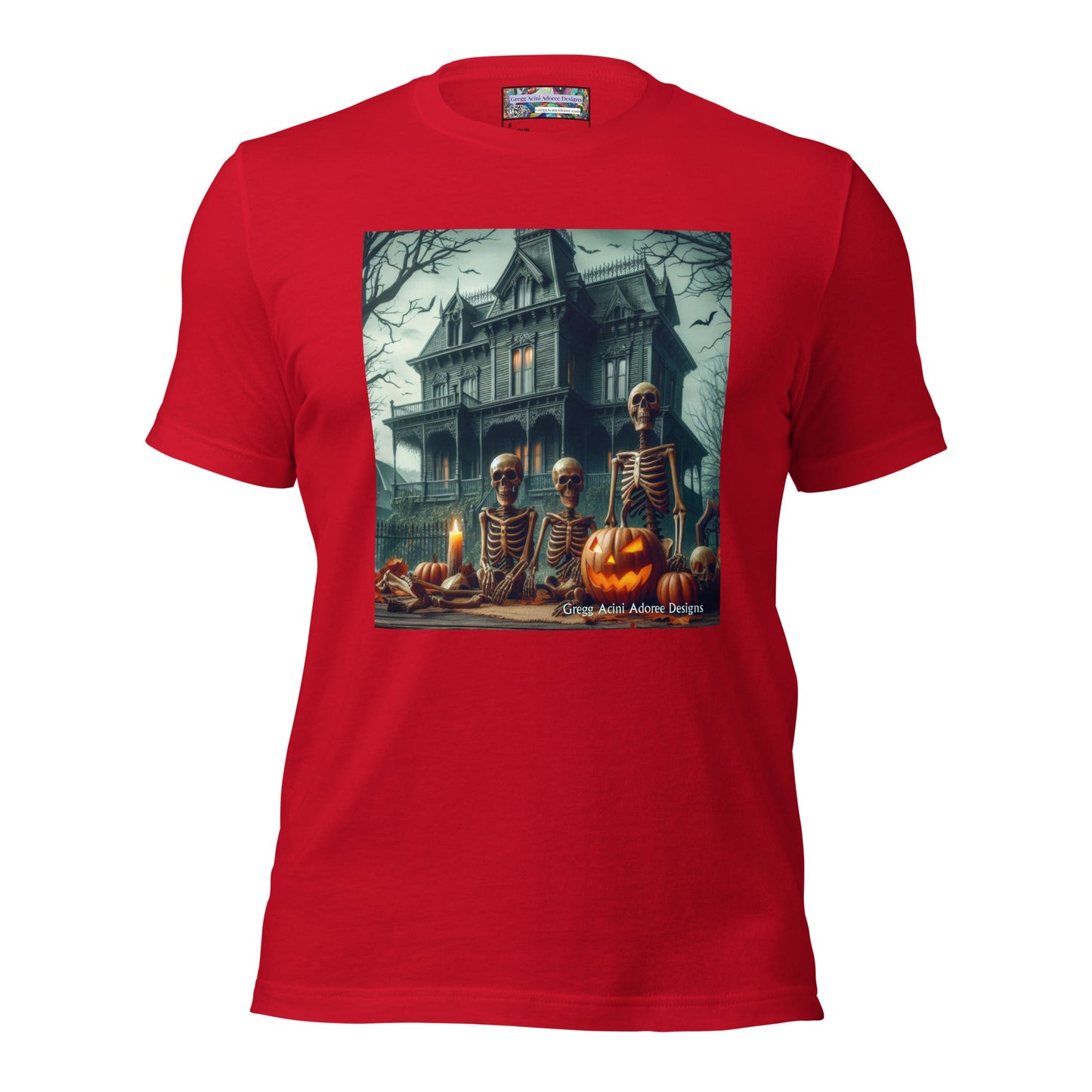 Halloween House with Skeletons Unisex t-shirt by Gregg Acini Adoree Designs - Gregg Acini Adoree Designs - Tee Shirt