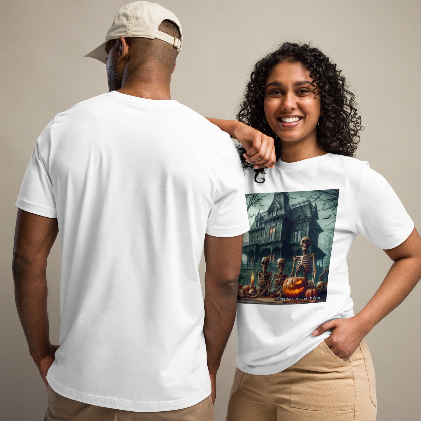 Halloween House with Skeletons Unisex t-shirt by Gregg Acini Adoree Designs - Gregg Acini Adoree Designs - Tee Shirt