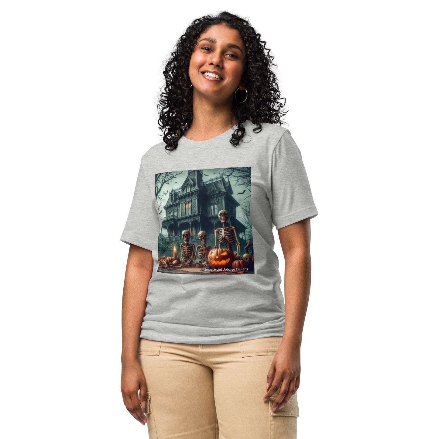Halloween House with Skeletons Unisex t-shirt by Gregg Acini Adoree Designs - Gregg Acini Adoree Designs - Tee Shirt