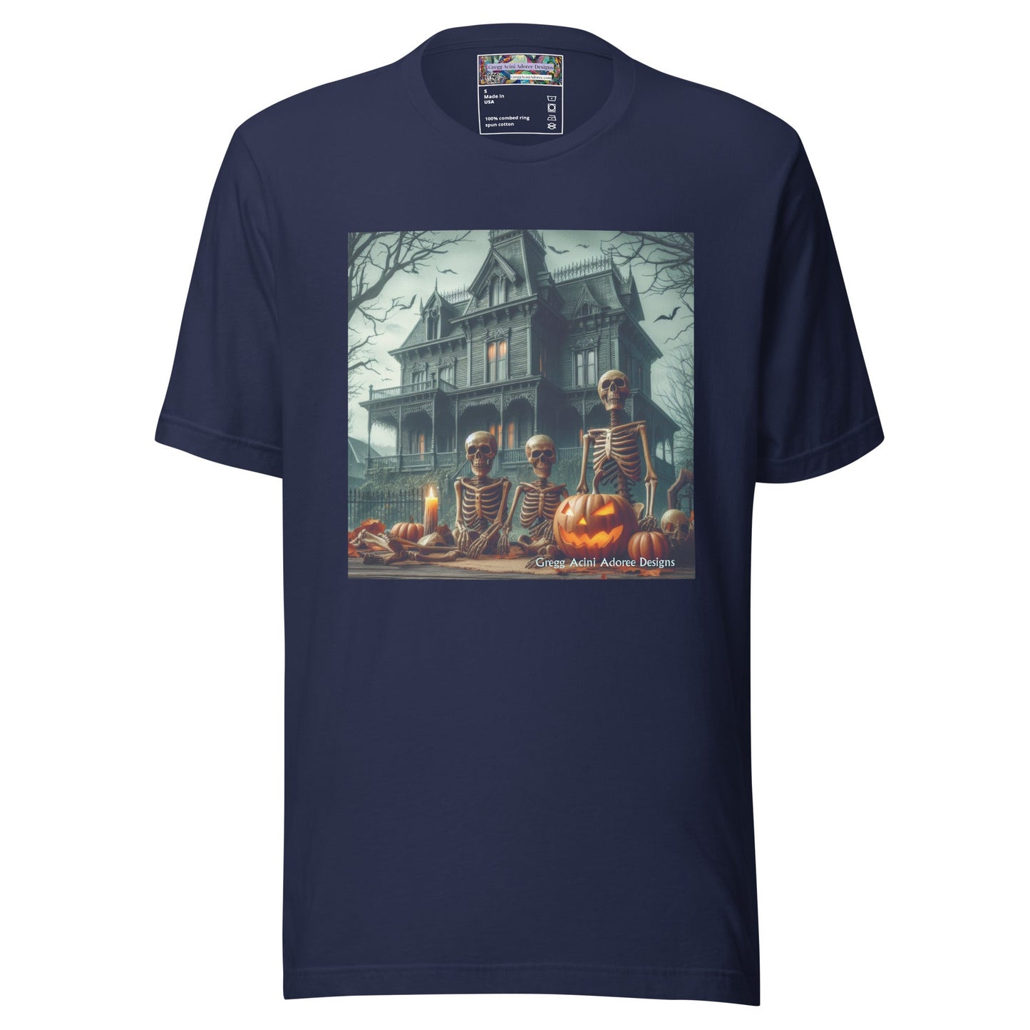 Halloween House with Skeletons Unisex t-shirt by Gregg Acini Adoree Designs - Gregg Acini Adoree Designs - Tee Shirt