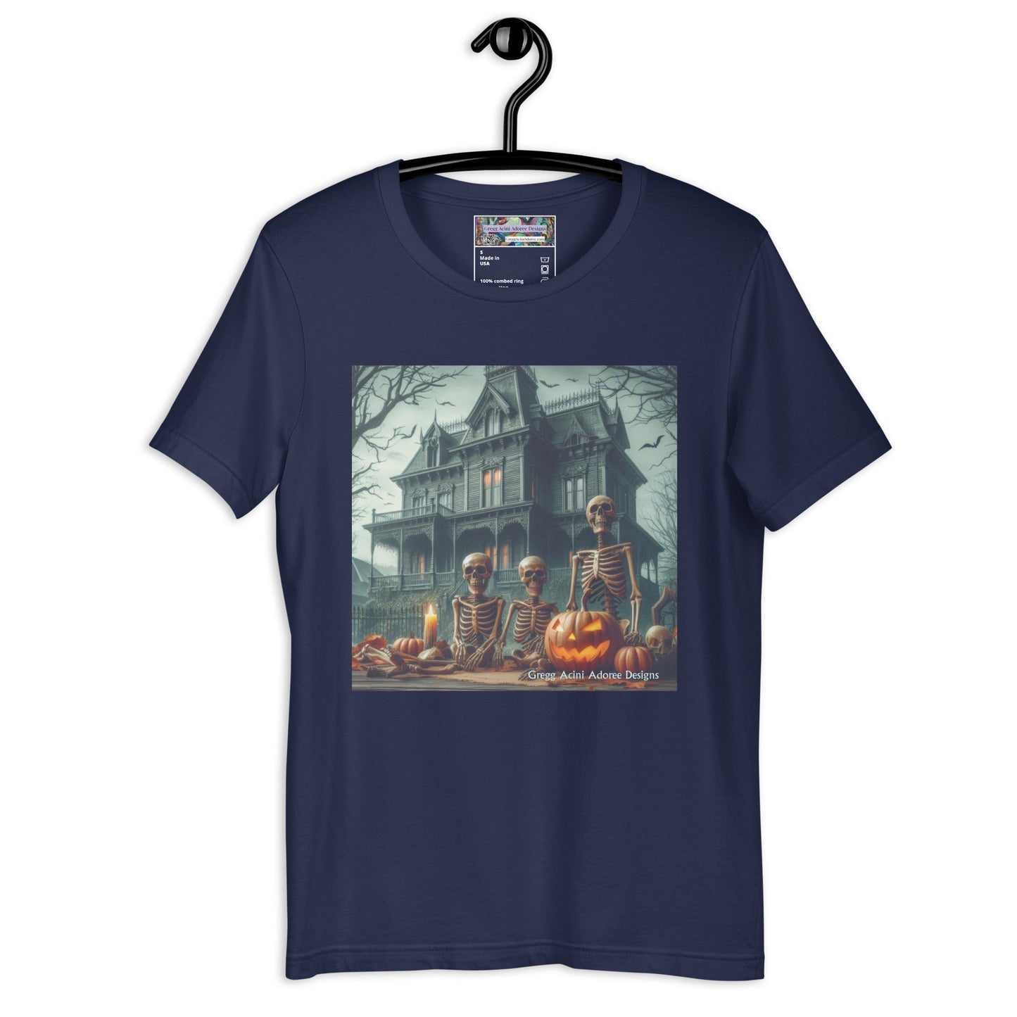 Halloween House with Skeletons Unisex t-shirt by Gregg Acini Adoree Designs - Gregg Acini Adoree Designs - Tee Shirt