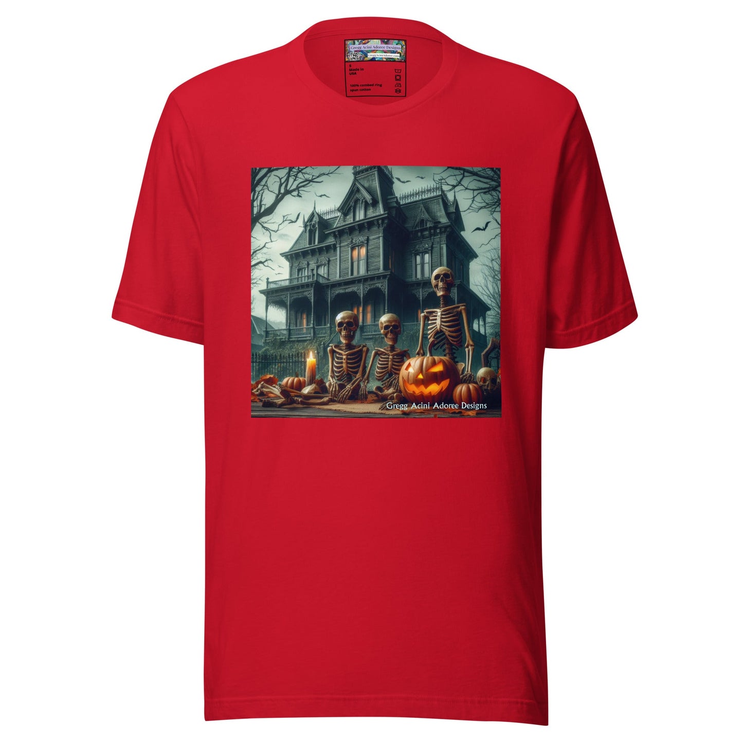 Halloween House with Skeletons Unisex t-shirt by Gregg Acini Adoree Designs - Gregg Acini Adoree Designs - Tee Shirt
