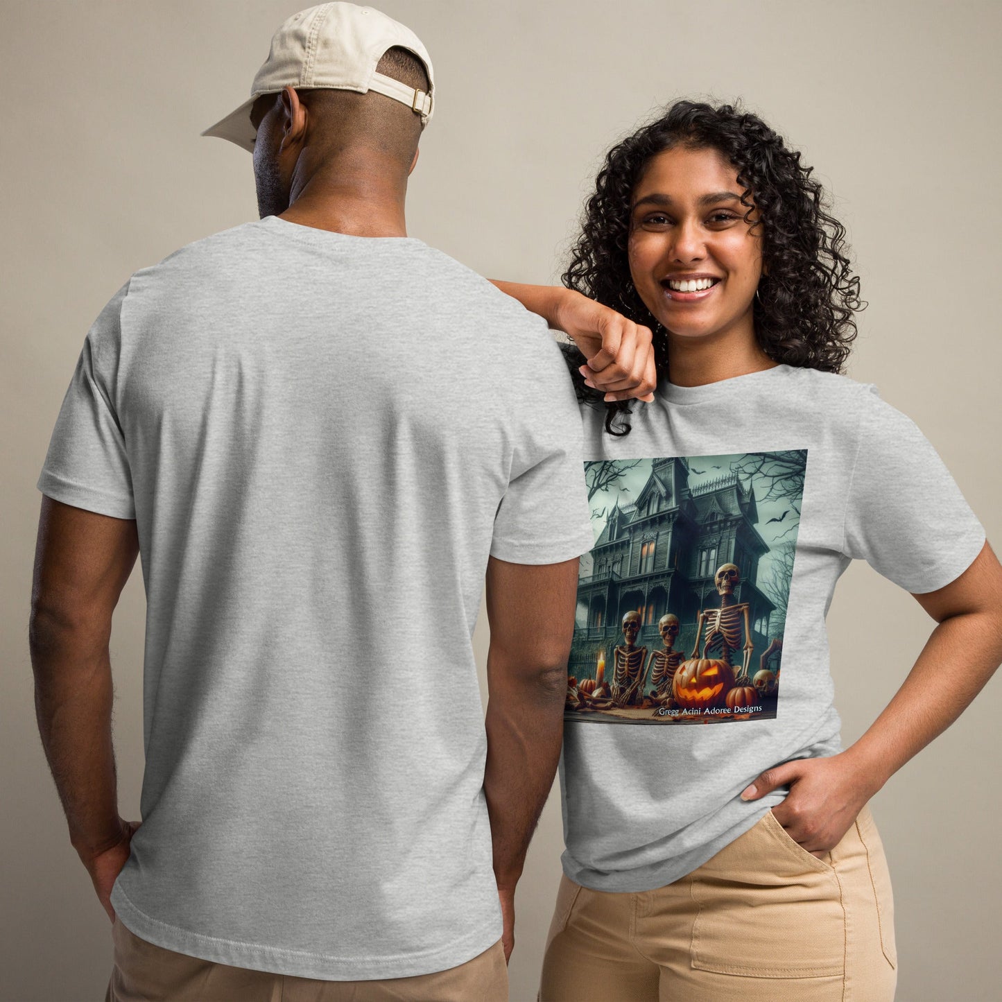 Halloween House with Skeletons Unisex t-shirt by Gregg Acini Adoree Designs - Gregg Acini Adoree Designs - Tee Shirt