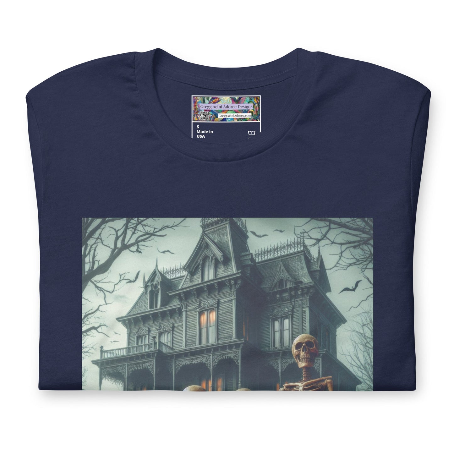 Halloween House with Skeletons Unisex t-shirt by Gregg Acini Adoree Designs - Gregg Acini Adoree Designs - Tee Shirt