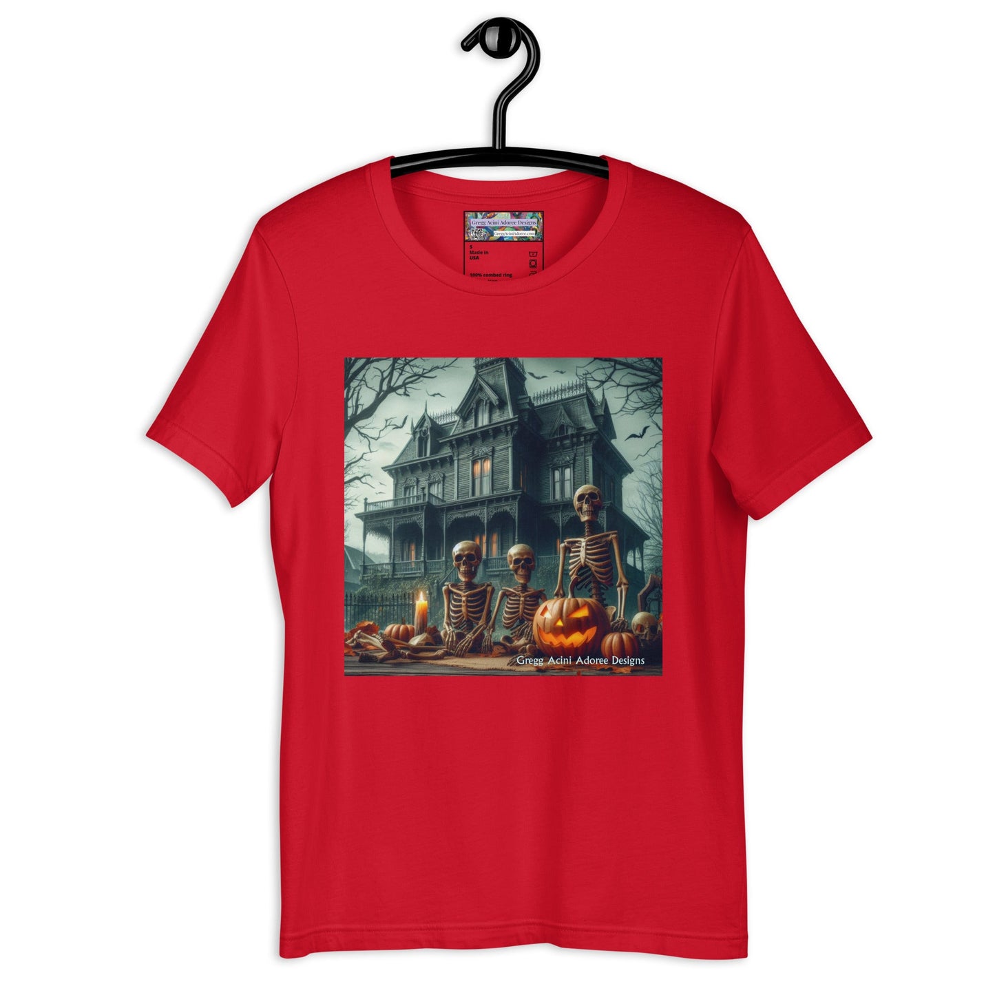 Halloween House with Skeletons Unisex t-shirt by Gregg Acini Adoree Designs - Gregg Acini Adoree Designs - Tee Shirt