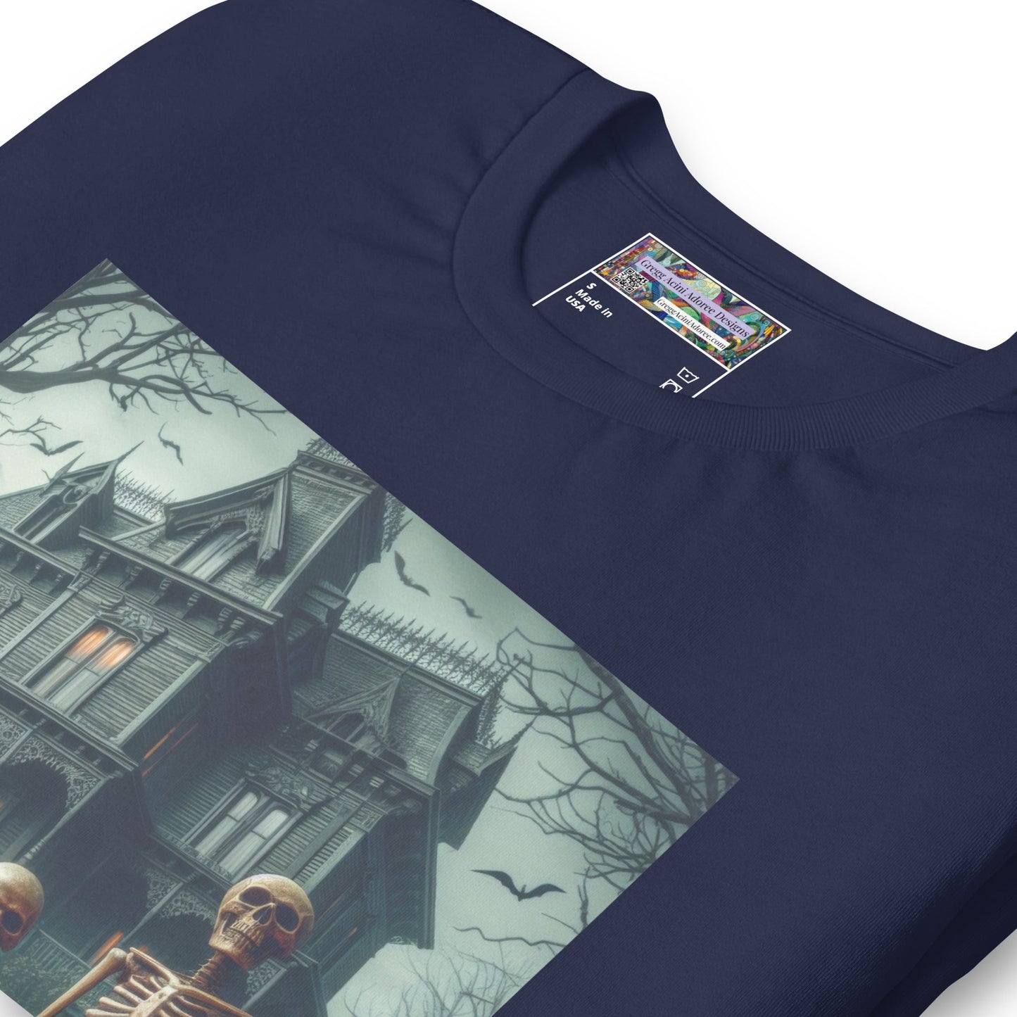 Halloween House with Skeletons Unisex t-shirt by Gregg Acini Adoree Designs - Gregg Acini Adoree Designs - Tee Shirt