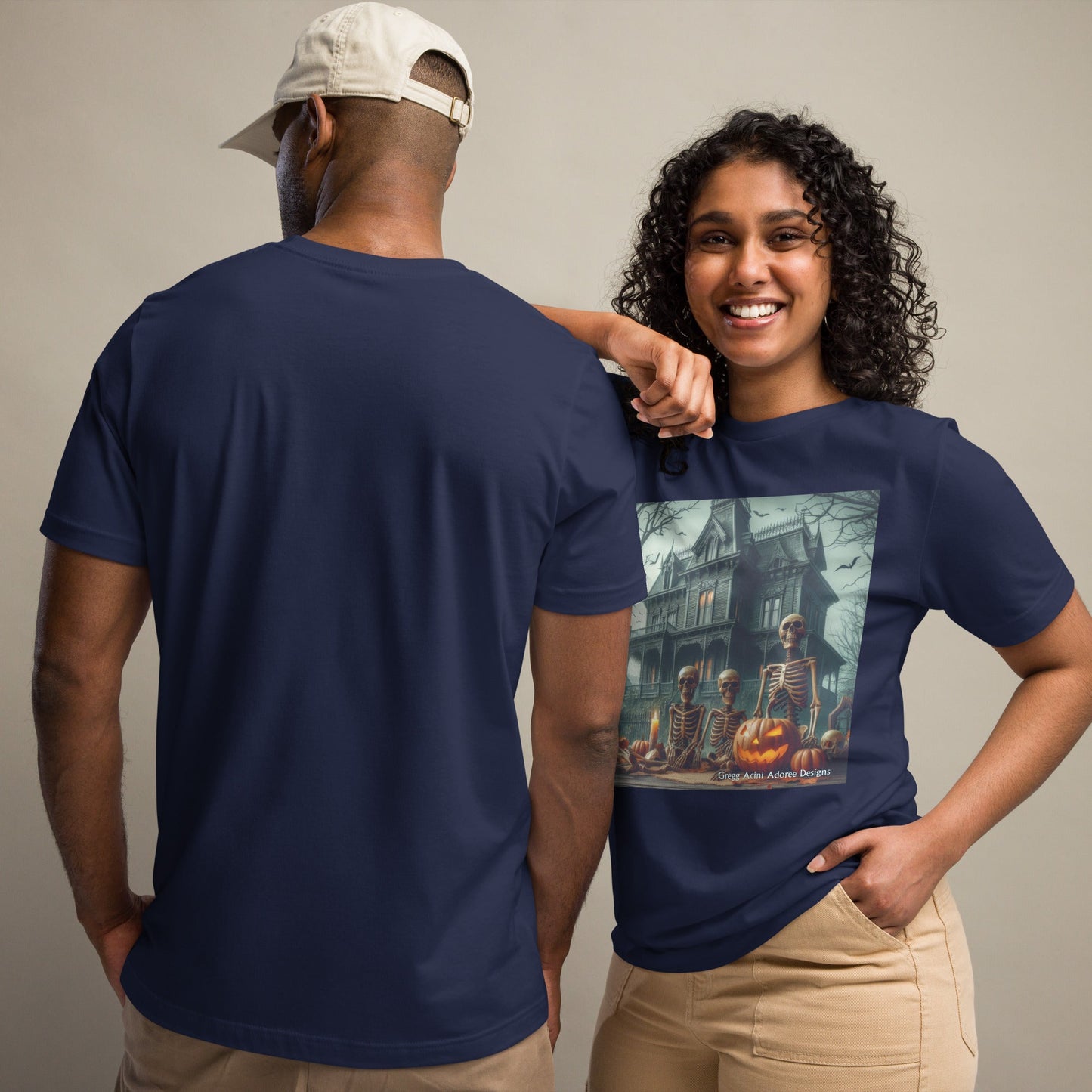 Halloween House with Skeletons Unisex t-shirt by Gregg Acini Adoree Designs - Gregg Acini Adoree Designs - Tee Shirt