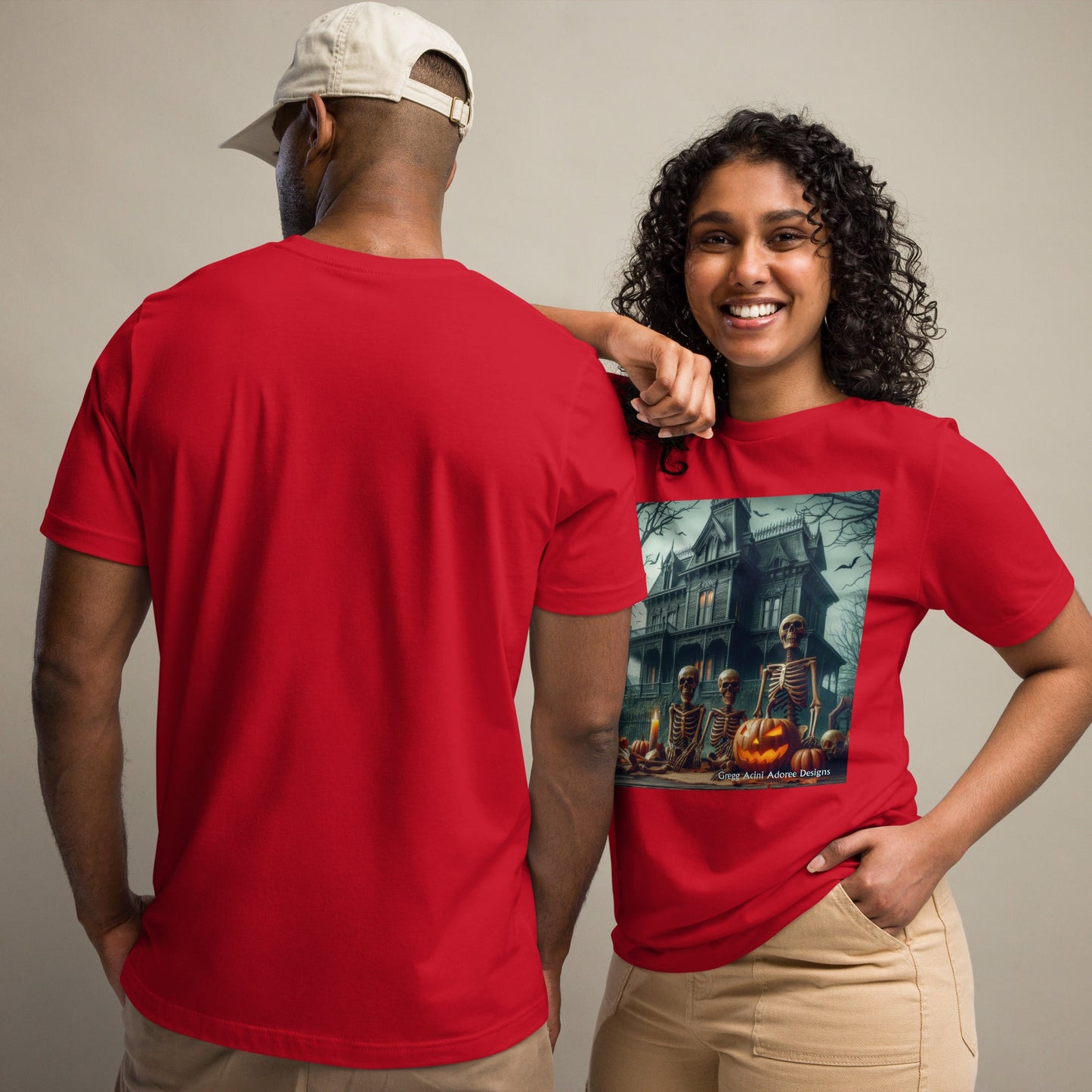 Halloween House with Skeletons Unisex t-shirt by Gregg Acini Adoree Designs - Gregg Acini Adoree Designs - Tee Shirt