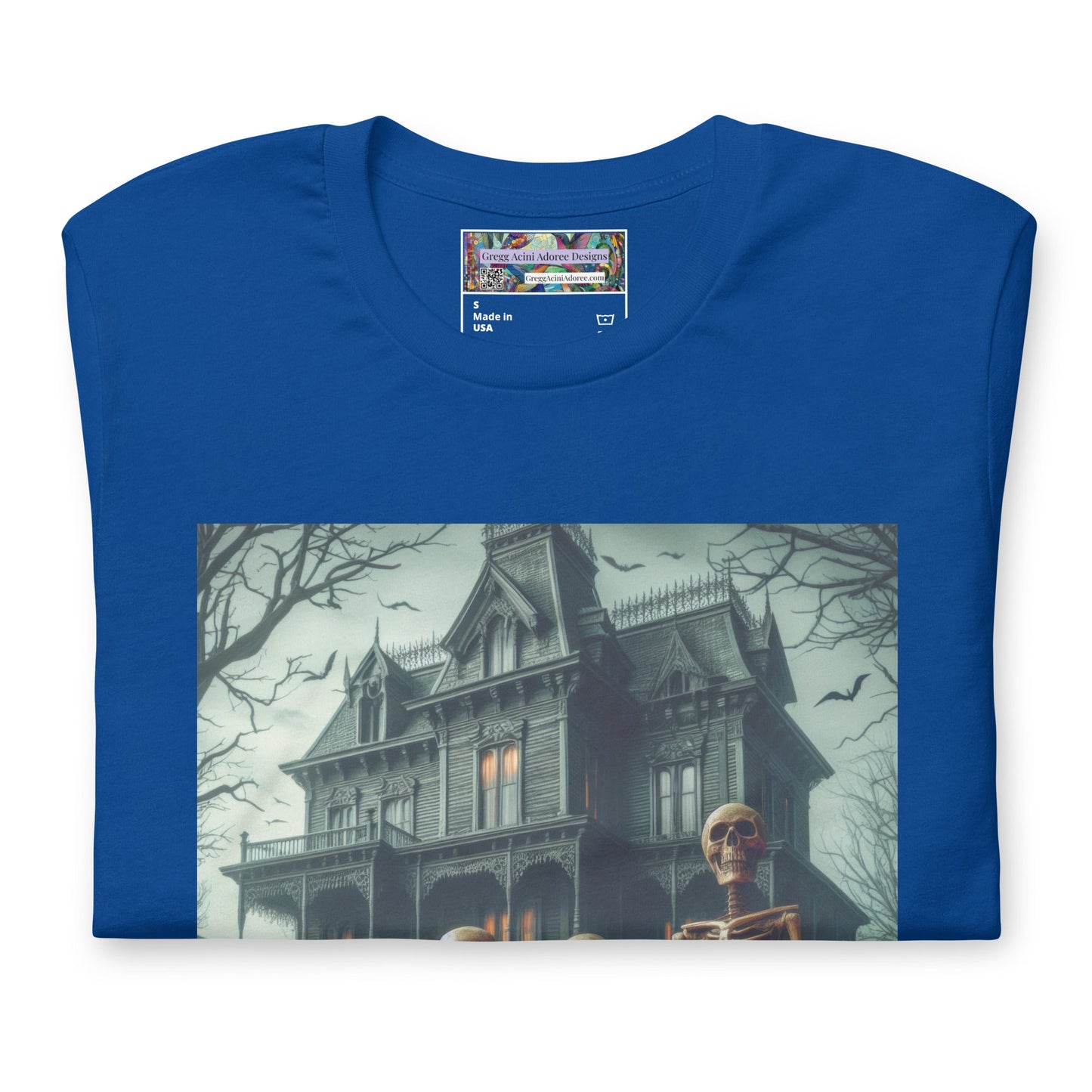 Halloween House with Skeletons Unisex t-shirt by Gregg Acini Adoree Designs - Gregg Acini Adoree Designs - Tee Shirt