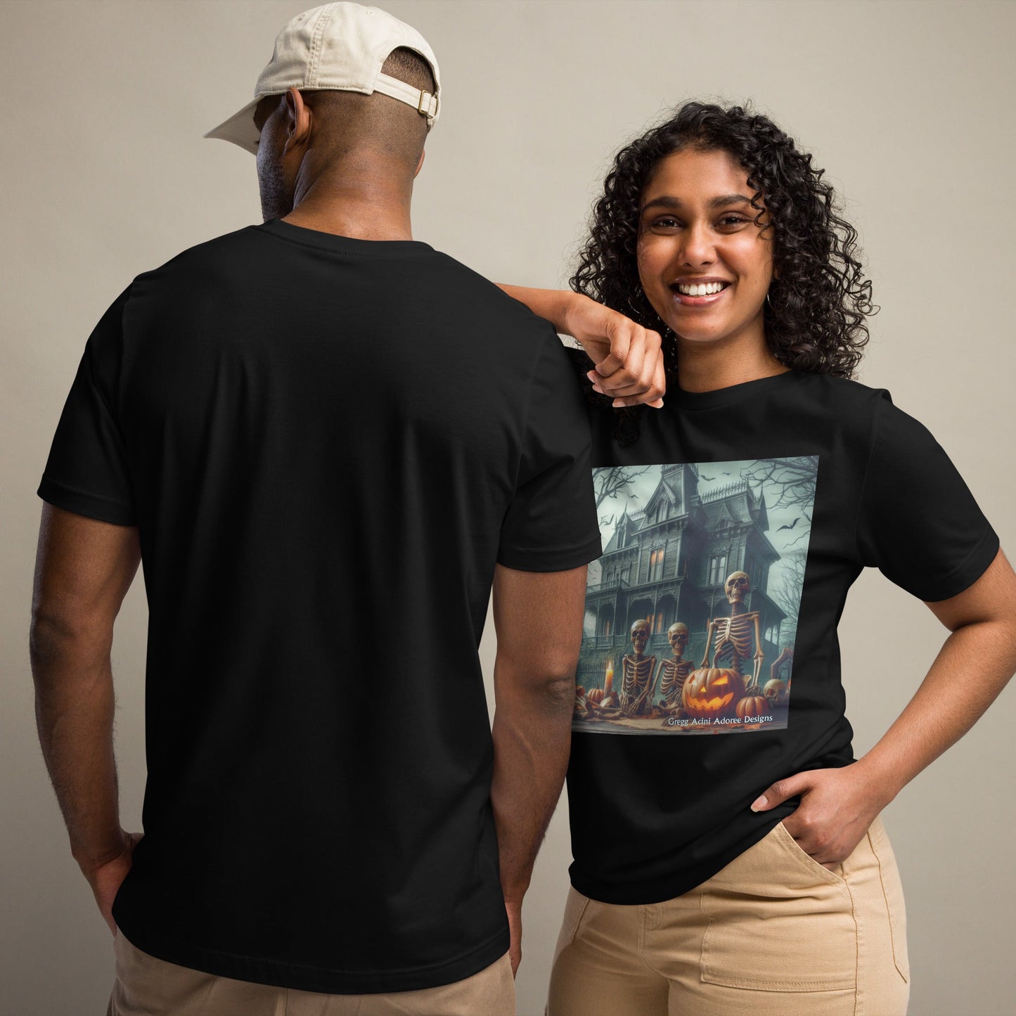Halloween House with Skeletons Unisex t-shirt by Gregg Acini Adoree Designs - Gregg Acini Adoree Designs - Tee Shirt