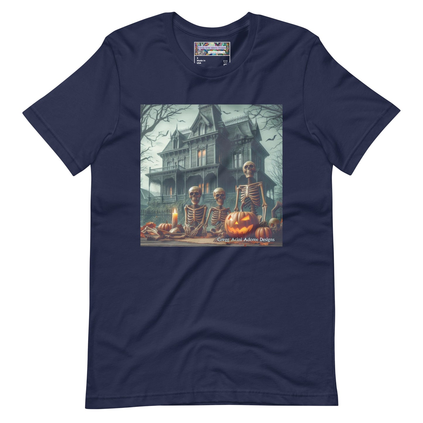 Halloween House with Skeletons Unisex t-shirt by Gregg Acini Adoree Designs - Gregg Acini Adoree Designs - Tee Shirt
