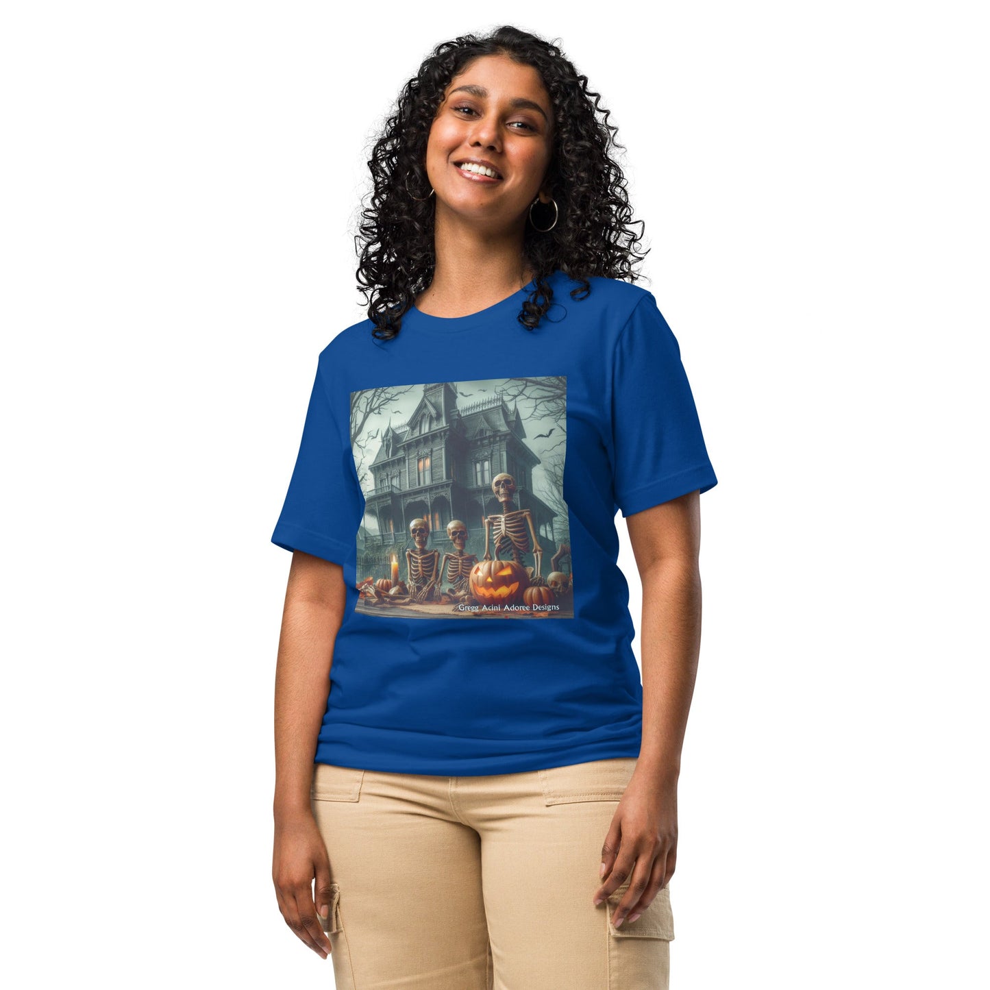 Halloween House with Skeletons Unisex t-shirt by Gregg Acini Adoree Designs - Gregg Acini Adoree Designs - Tee Shirt