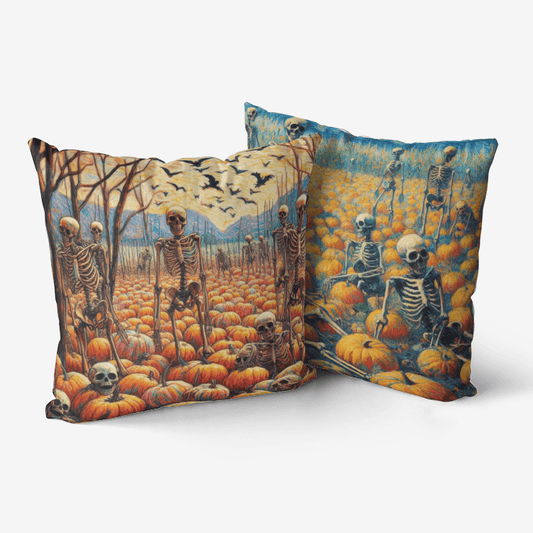 Halloween Skeletons and Pumpkins Home Goods Premium Hypoallergenic Throw Pillow - Gregg Acini Adoree Designs - Pillows & Covers
