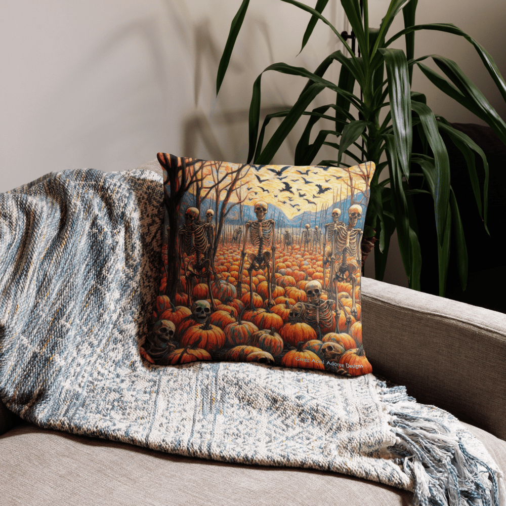 Halloween Skeletons and Pumpkins Pillow Case by Gregg Acini Adoree Designs - Gregg Acini Adoree Designs - Pillowcase