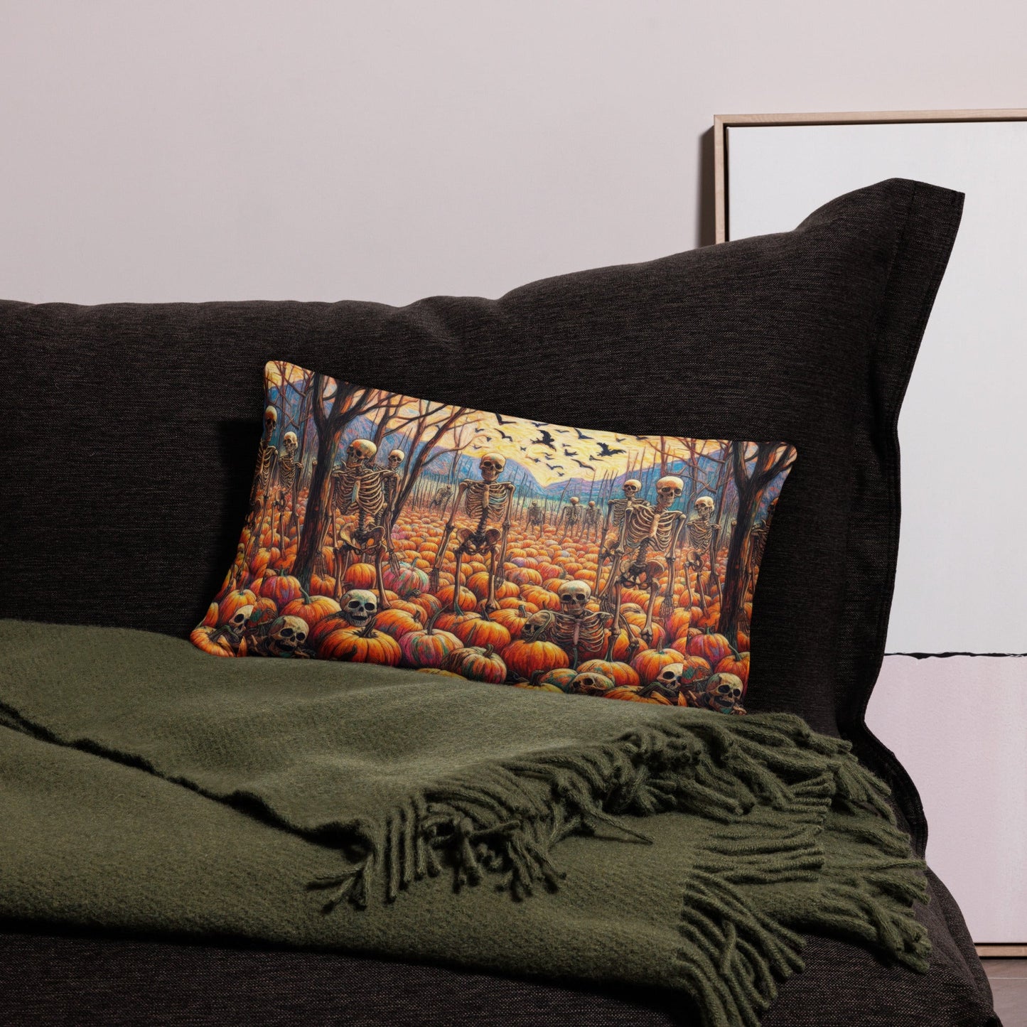 Halloween Skeletons and Pumpkins Pillow Case by Gregg Acini Adoree Designs - Gregg Acini Adoree Designs - Pillowcase