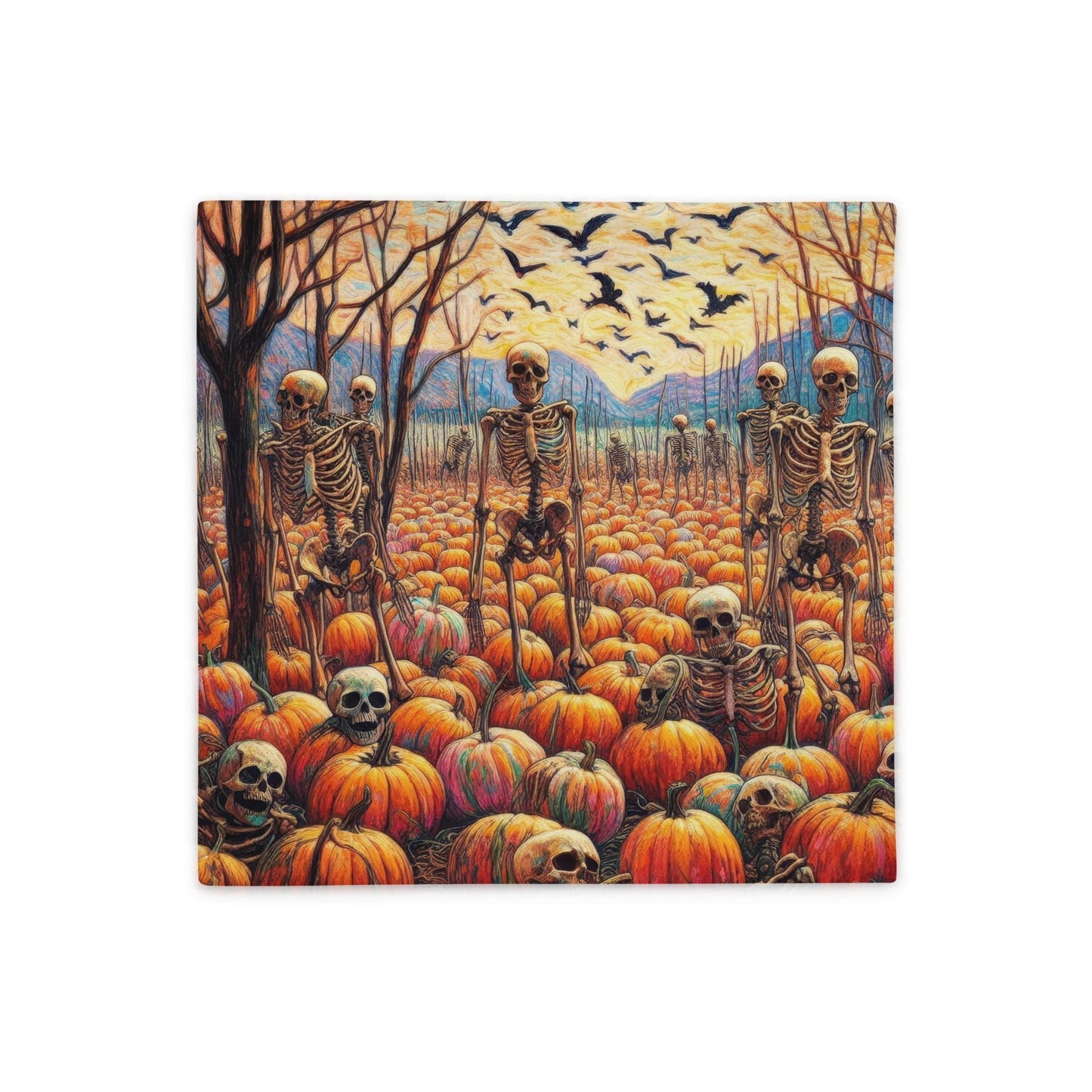 Halloween Skeletons and Pumpkins Pillow Case by Gregg Acini Adoree Designs - Gregg Acini Adoree Designs - Pillowcase