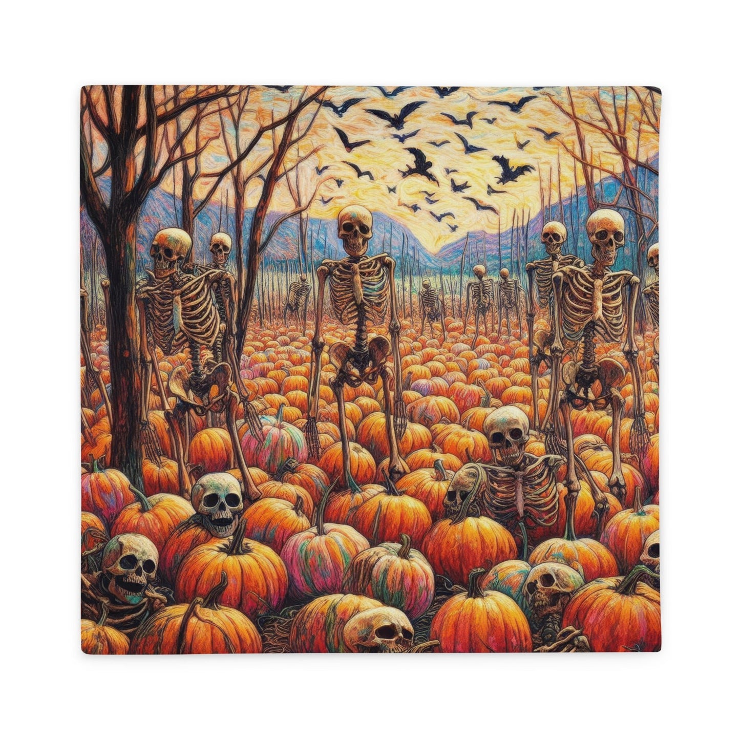 Halloween Skeletons and Pumpkins Pillow Case by Gregg Acini Adoree Designs - Gregg Acini Adoree Designs - Pillowcase