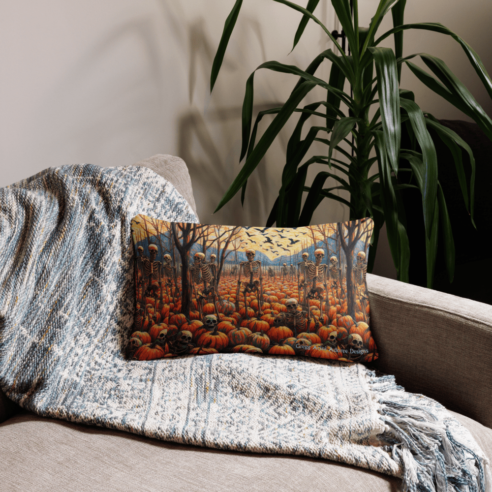 Halloween Skeletons and Pumpkins Pillow Case by Gregg Acini Adoree Designs - Gregg Acini Adoree Designs - Pillowcase