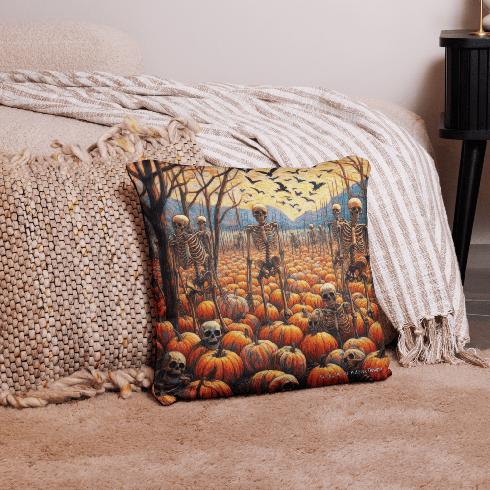 Halloween Skeletons and Pumpkins Pillow Case by Gregg Acini Adoree Designs - Gregg Acini Adoree Designs - Pillowcase