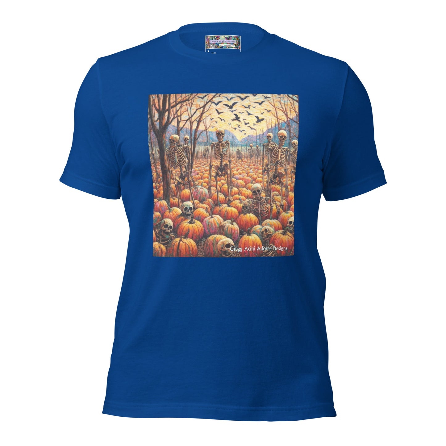 Halloween Skeletons and Pumpkins Unisex t-shirt by Gregg Acini Adoree Designs - Gregg Acini Adoree Designs - Tee Shirt