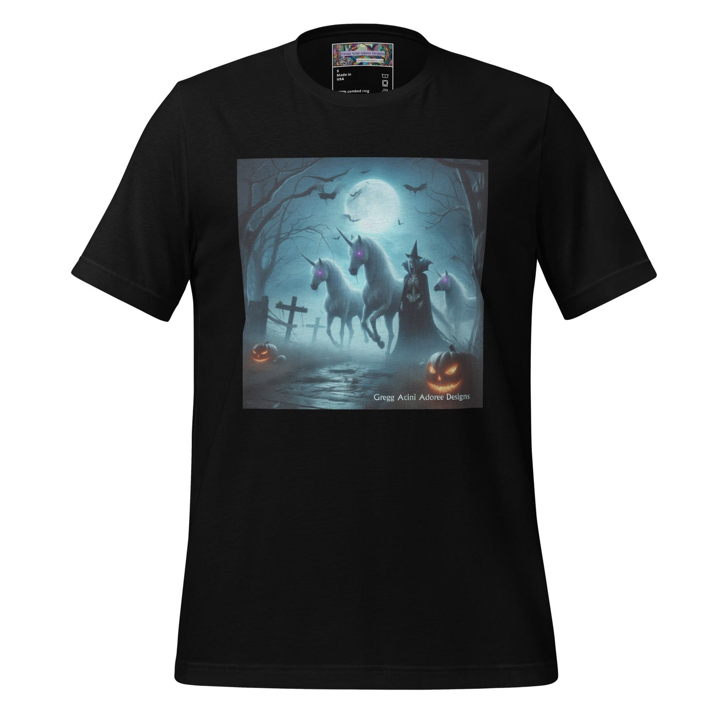 Halloween Unicorns with Friend Unisex t-shirt by Gregg Acini Adoree Designs - Gregg Acini Adoree Designs - Tee Shirt