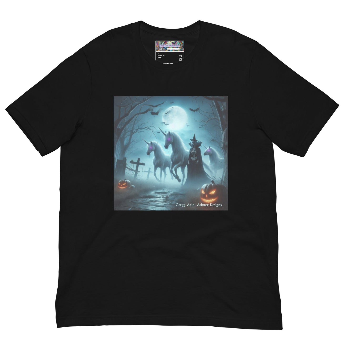 Halloween Unicorns with Friend Unisex t-shirt by Gregg Acini Adoree Designs - Gregg Acini Adoree Designs - Tee Shirt