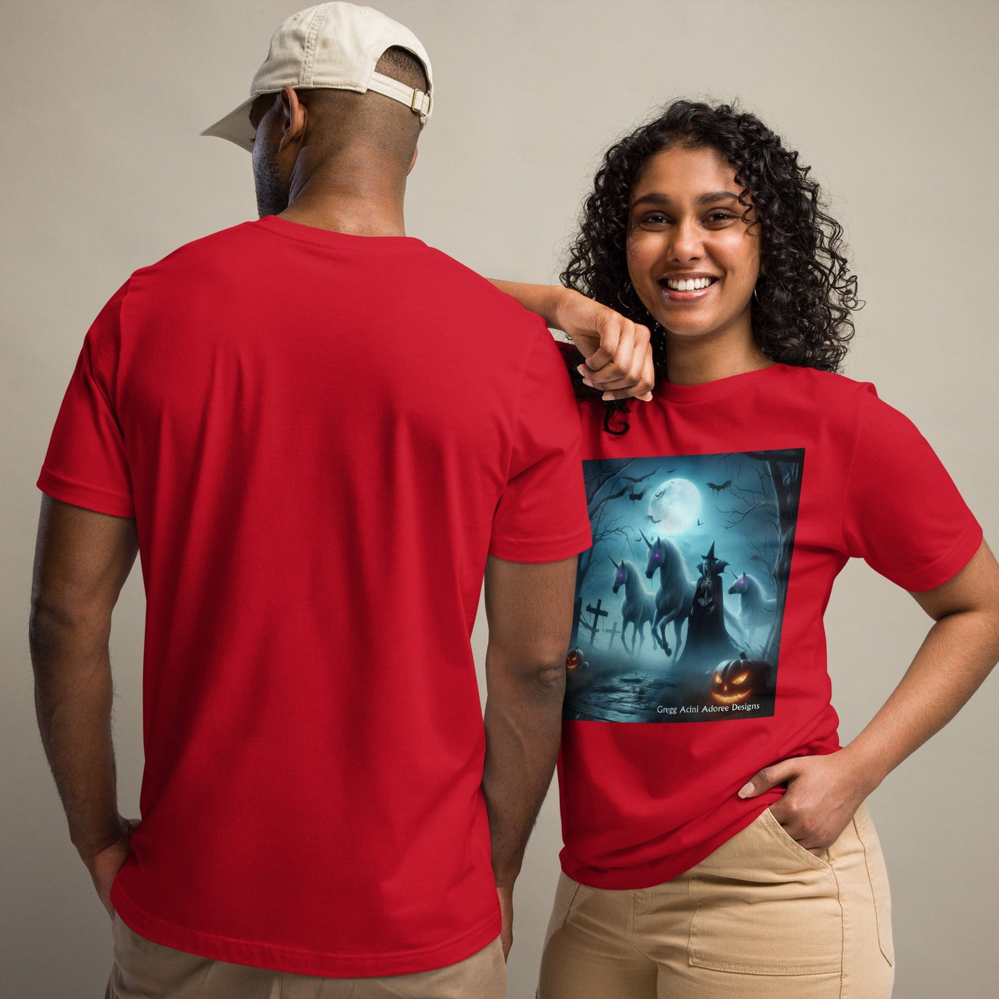 Halloween Unicorns with Friend Unisex t-shirt by Gregg Acini Adoree Designs - Gregg Acini Adoree Designs - Tee Shirt