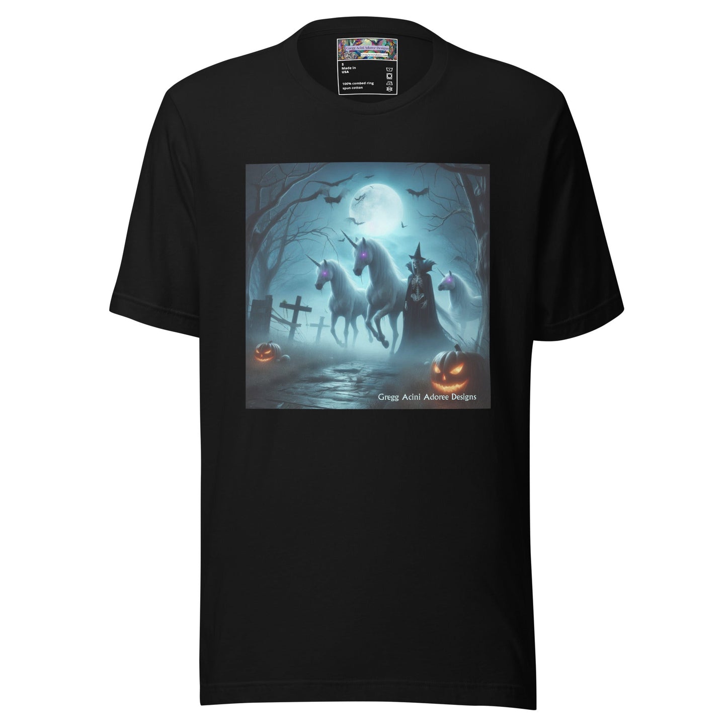 Halloween Unicorns with Friend Unisex t-shirt by Gregg Acini Adoree Designs - Gregg Acini Adoree Designs - Tee Shirt
