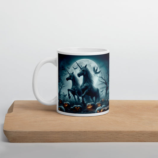 Halloween Unicorns3 White glossy mug by Gregg Acini Adoree Designs - Gregg Acini Adoree Designs - Mug