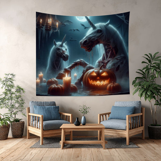Halloween Zombie Unicorns Lightweight Wall Tapestry (Fabric Wall Hanging - USA) - Gregg Acini Adoree Designs - Wall Coverings