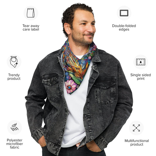 Hummingbird Kaleidoscope All - over print bandana - Gregg Acini Adoree Designs -