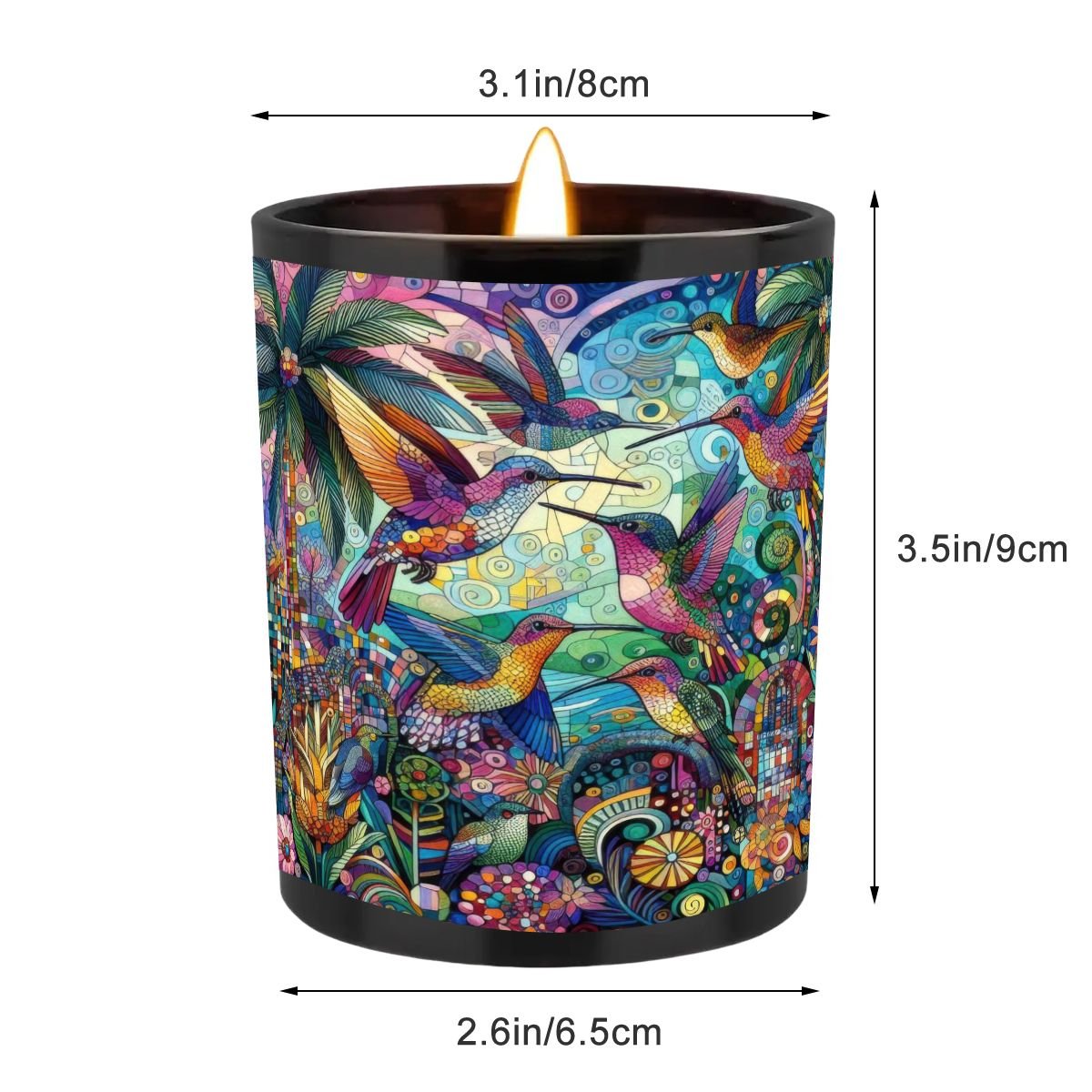 Hummingbird Kaleidoscope Black Jar Scented Candle (6oz) - Gregg Acini Adoree Designs - Candles