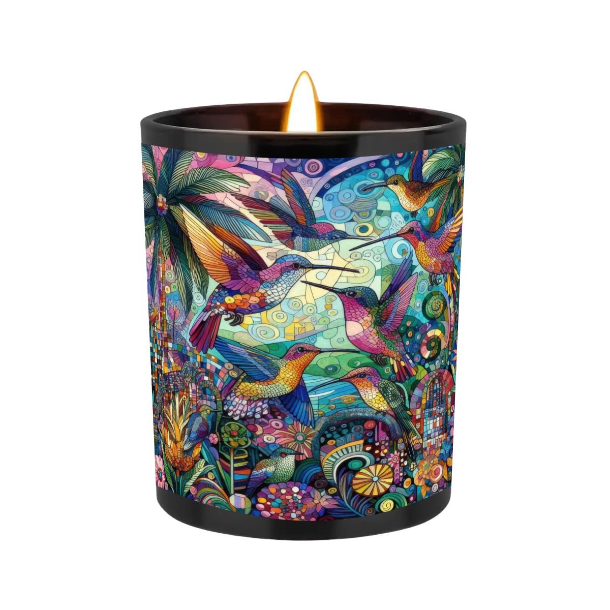 Hummingbird Kaleidoscope Black Jar Scented Candle (6oz) - Gregg Acini Adoree Designs - Candles