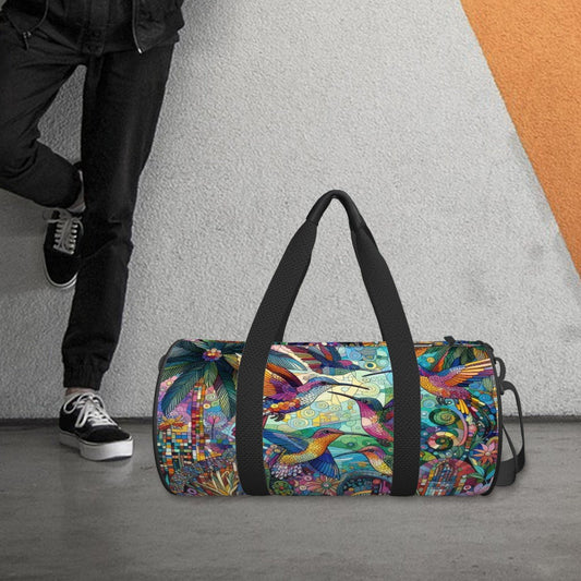Hummingbird Kaleidoscope Cylinder Duffel Bag Large Capacity - Gregg Acini Adoree Designs - Luggage
