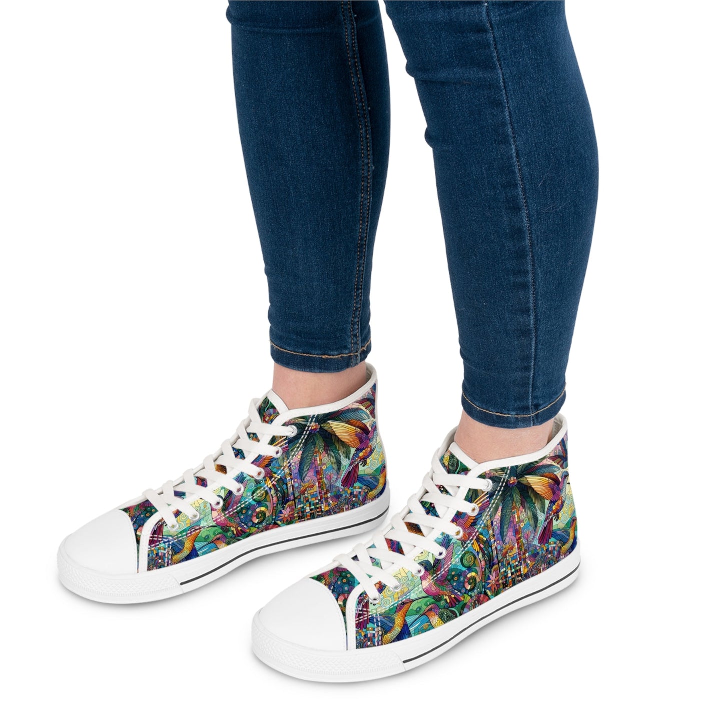 Hummingbird Kaleidoscope High Top Sneakers for Women - Gregg Acini Adoree Designs - Shoes