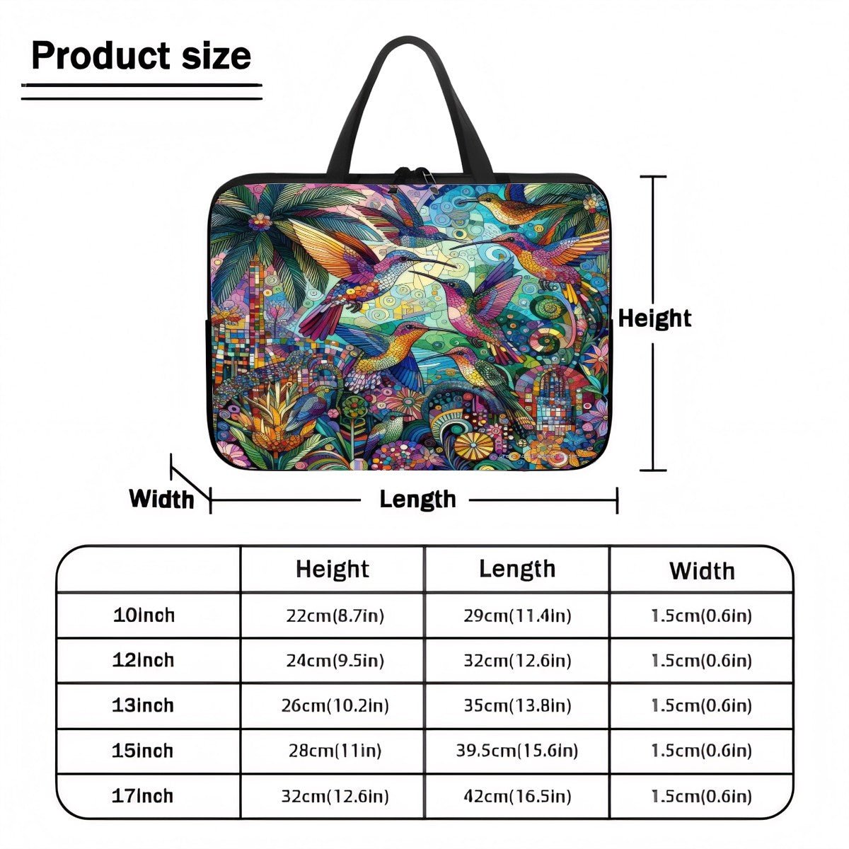 Hummingbird Kaleidoscope Laptop Bag - Gregg Acini Adoree Designs - Computer Bag
