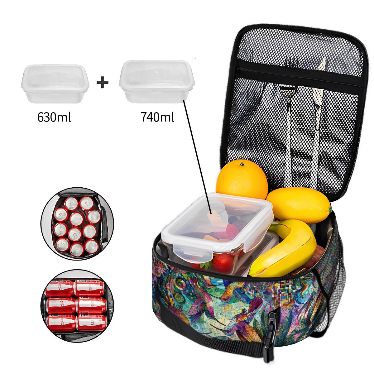 Hummingbird Kaleidoscope Lunch Bag - Gregg Acini Adoree Designs - Lunch Bag