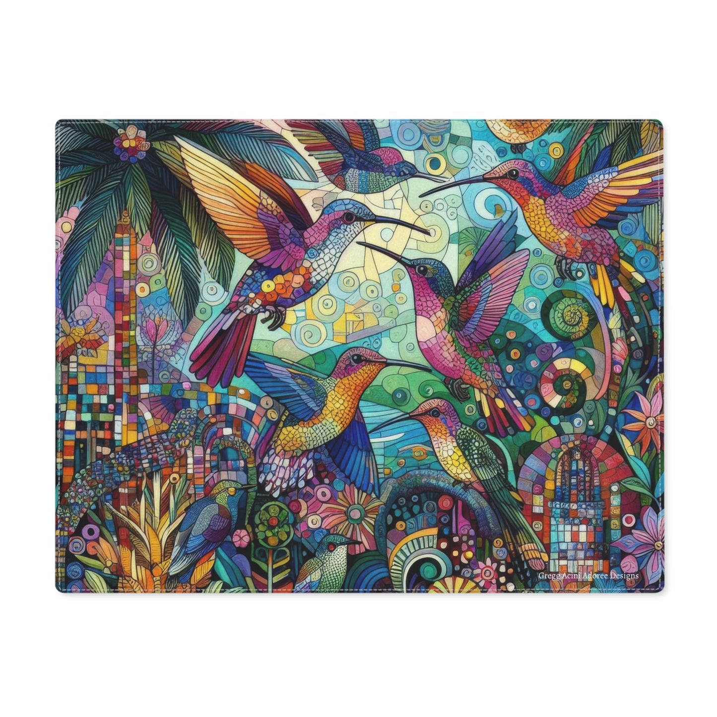 Hummingbird Kaleidoscope Placemat - Colorful Table Decor for Dining and Special Occasions - Gregg Acini Adoree Designs - Placemat