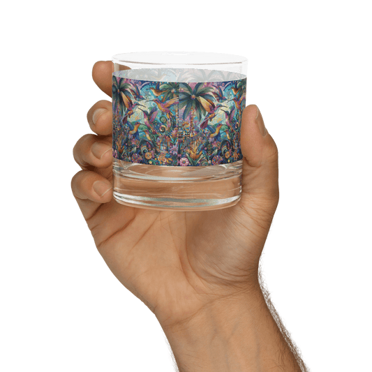 Hummingbird Kaleidoscope Rocks glass by Gregg Acini Adoree Designs - Gregg Acini Adoree Designs - Drinking Glass