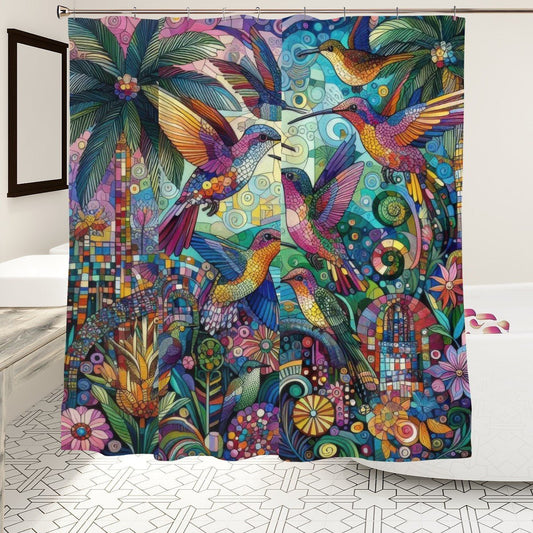 Hummingbird Kaleidoscope Shower Curtain - Gregg Acini Adoree Designs - shower curtain