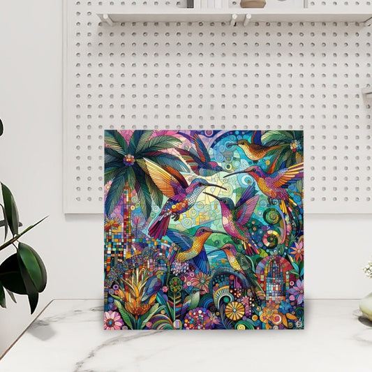 Hummingbird Kaleidoscope Square Building Block Picture Puzzle - Gregg Acini Adoree Designs - Puzzle